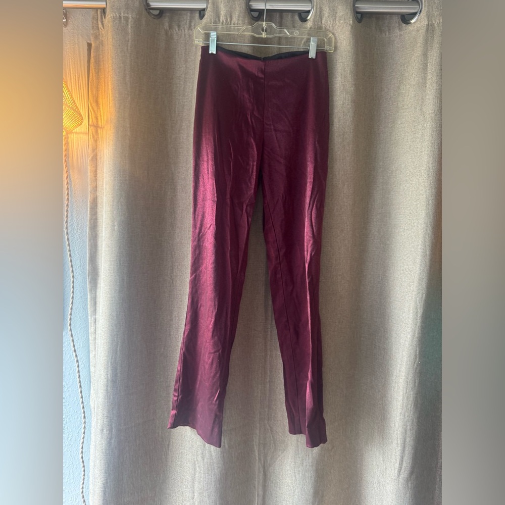 Vintage Jessica McClintock Millenium 2000 Deep Red Metallic Look Trousers